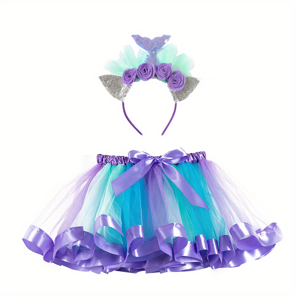 Baby Tutu Skirt - Girls' Mermaid Hairdband Mesh Tutu Skirt
