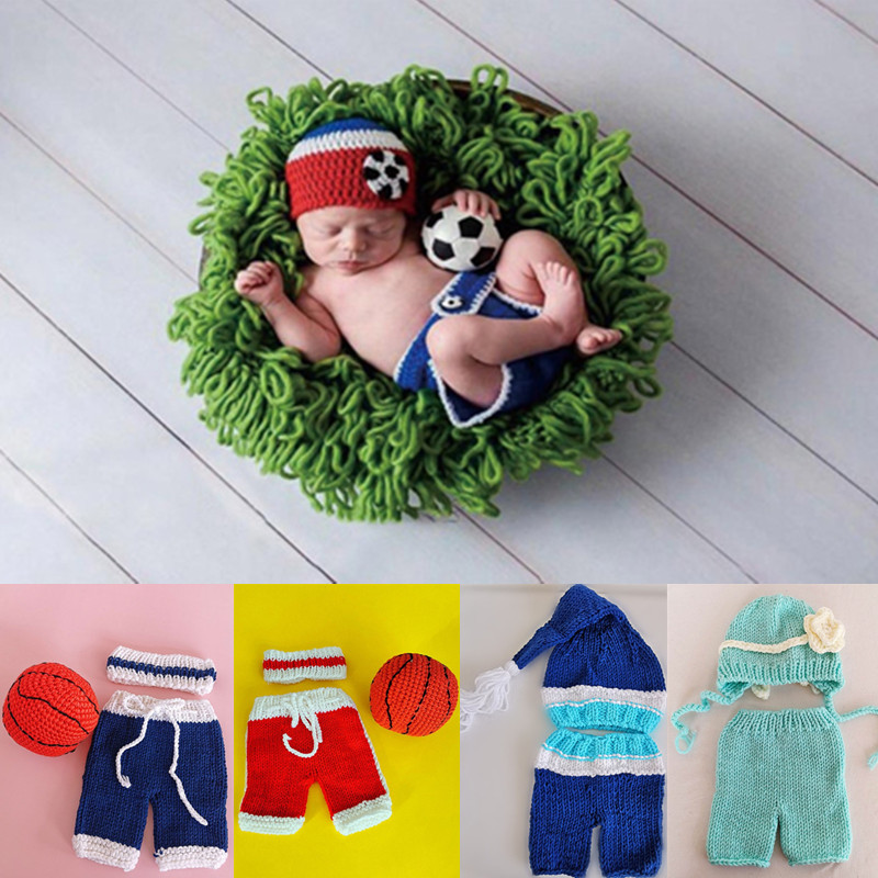 Baby Clothing Crochet - 3/2 Chiếc/Bộ Sơ Sinh Đạo Cụ