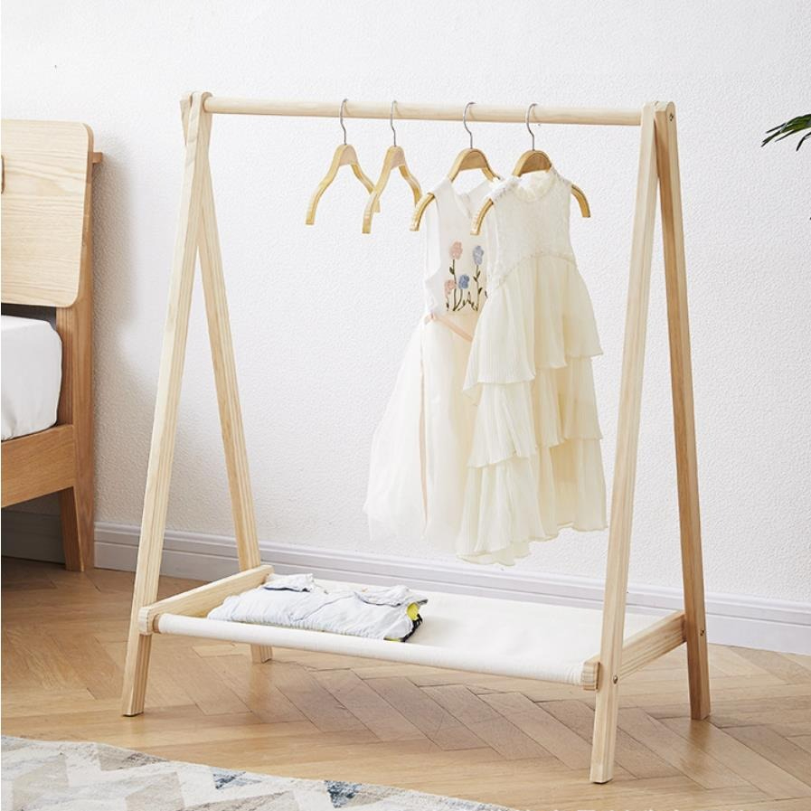 Solid Wood Floor Standing Clot - đánh giá và giá Baby Clothing Rack